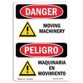 Signmission OSHA Sign, Moving Machinery Bilingual, 5in X 3.5in Decal, 10PK, 3.5" W, 5" H, Spanish, PK10 OS-DS-D-35-VS-1453-10PK